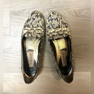 Divertente snakeskin loafers women sz 8.5 leather slip on flats pointed toe